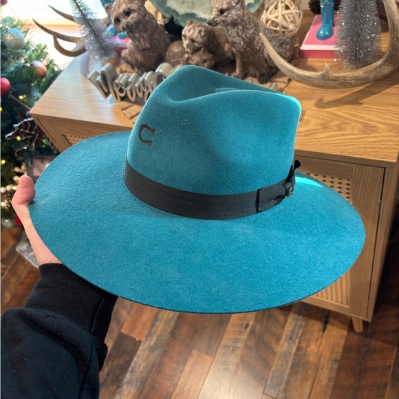 Charlie 1 Horse Accessories - Teal Wide-Brim Charlie Horse Hat